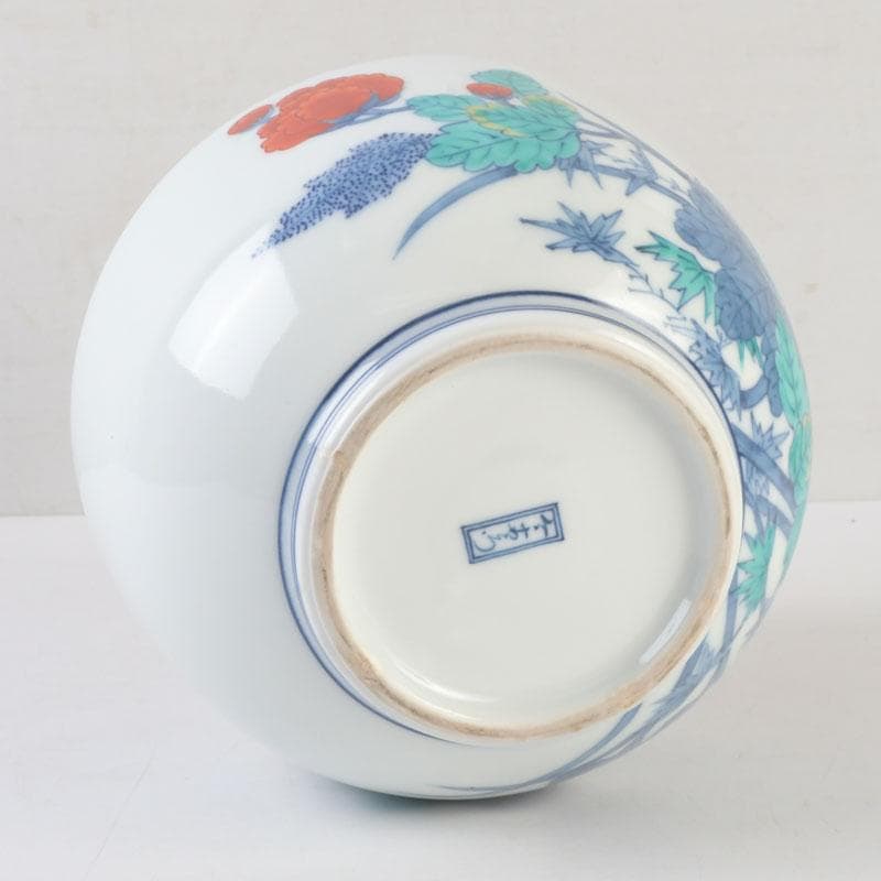 有田焼　今泉今右衛門　色鍋島花絵　花瓶　V　A8A