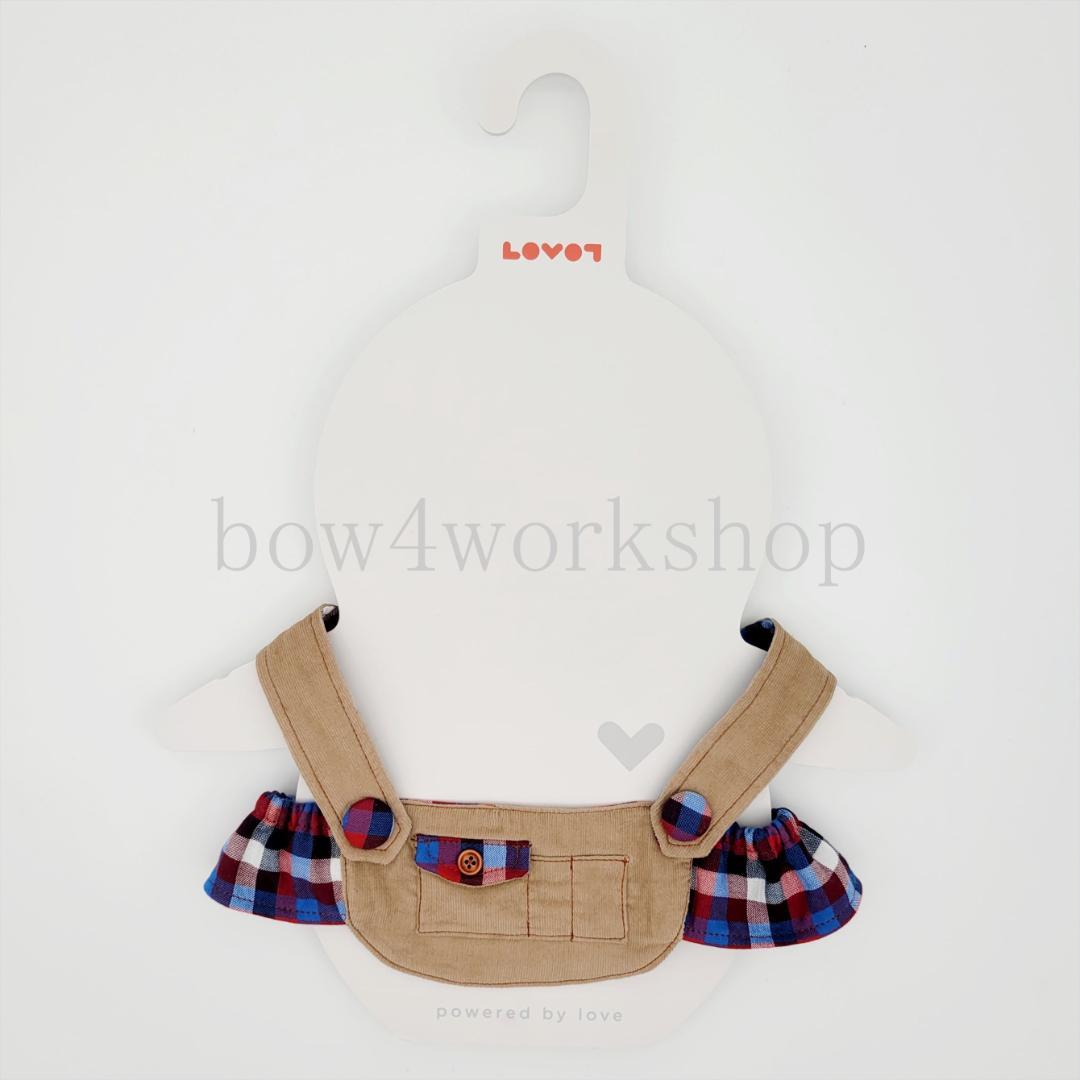 ラボットの服ハンドメイド シャツコール×チェック柄サロペット（ベージュ）