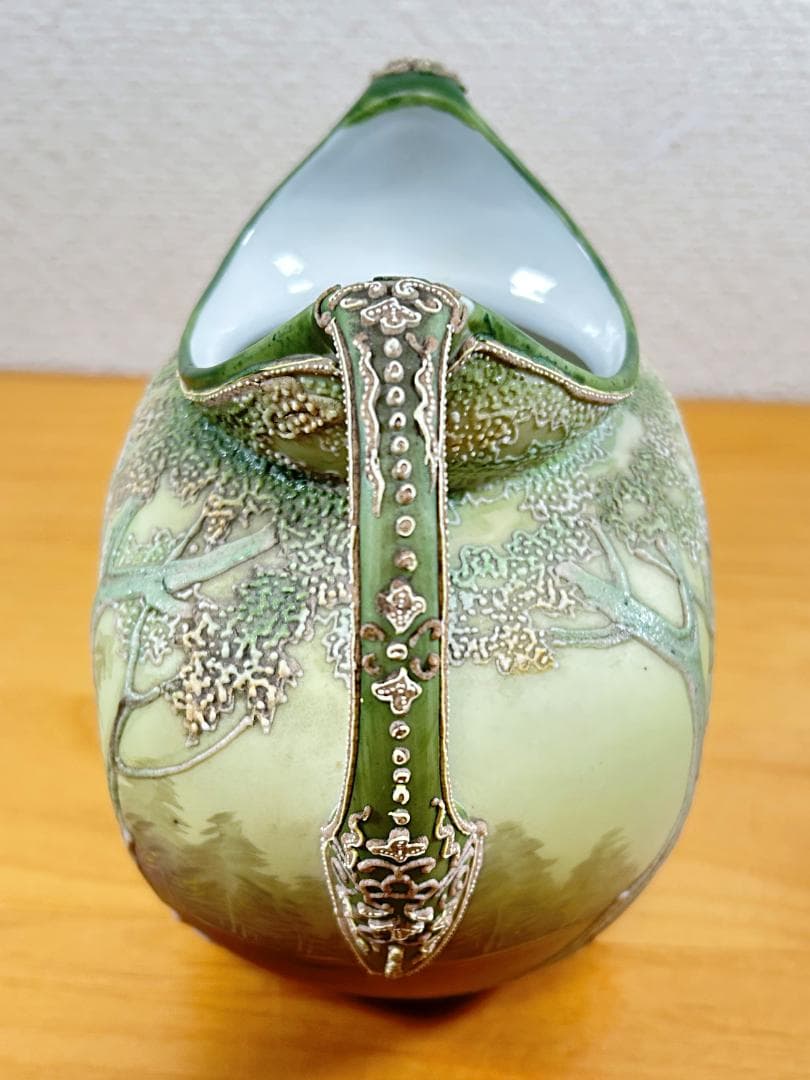 幻の逸品 オールド ノリタケ ホワイトウッドランド 花瓶 盛上 Noritake