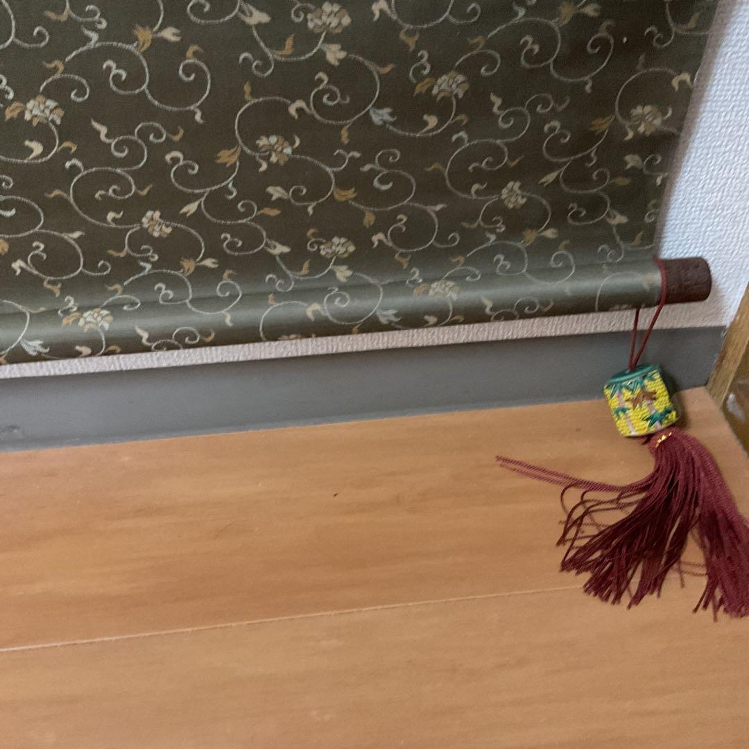 絹本水墨画 掛け軸 山水風景 作者不詳 落款印譜在