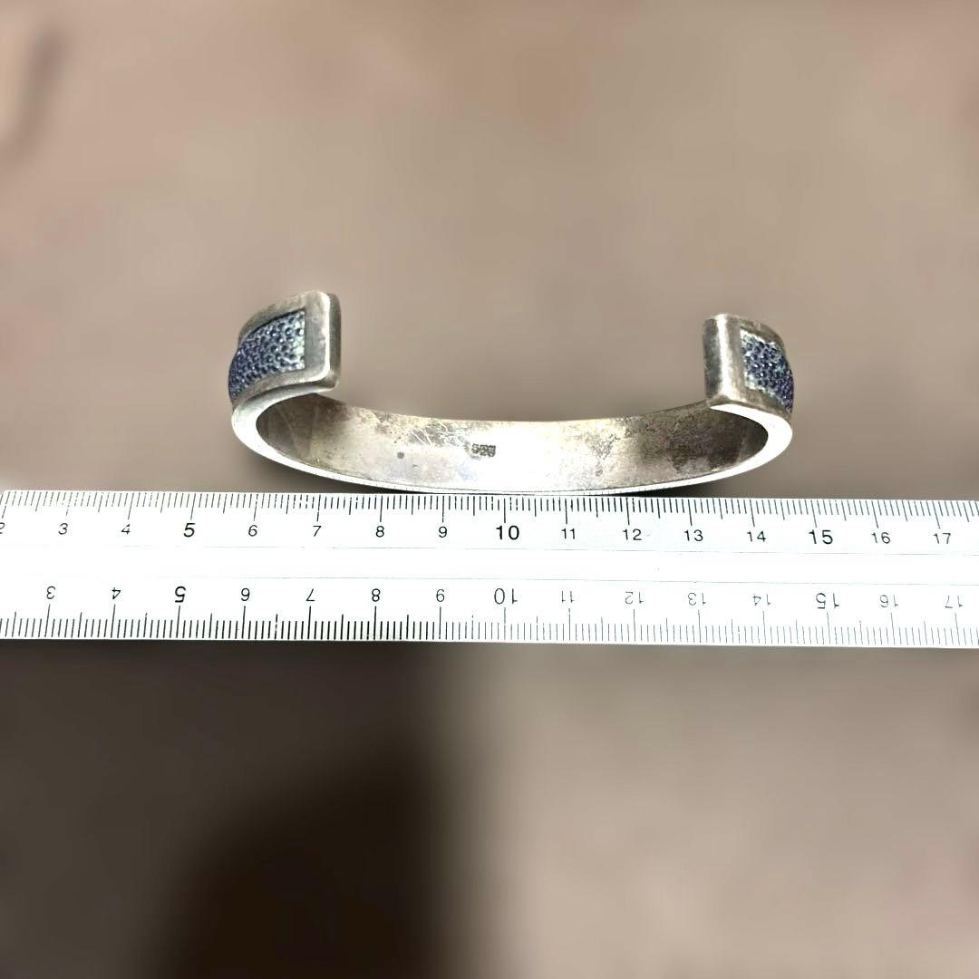 ビンテージビンテージシルバー×ガルーシャ(エイ革) バングル925刻印有り37g