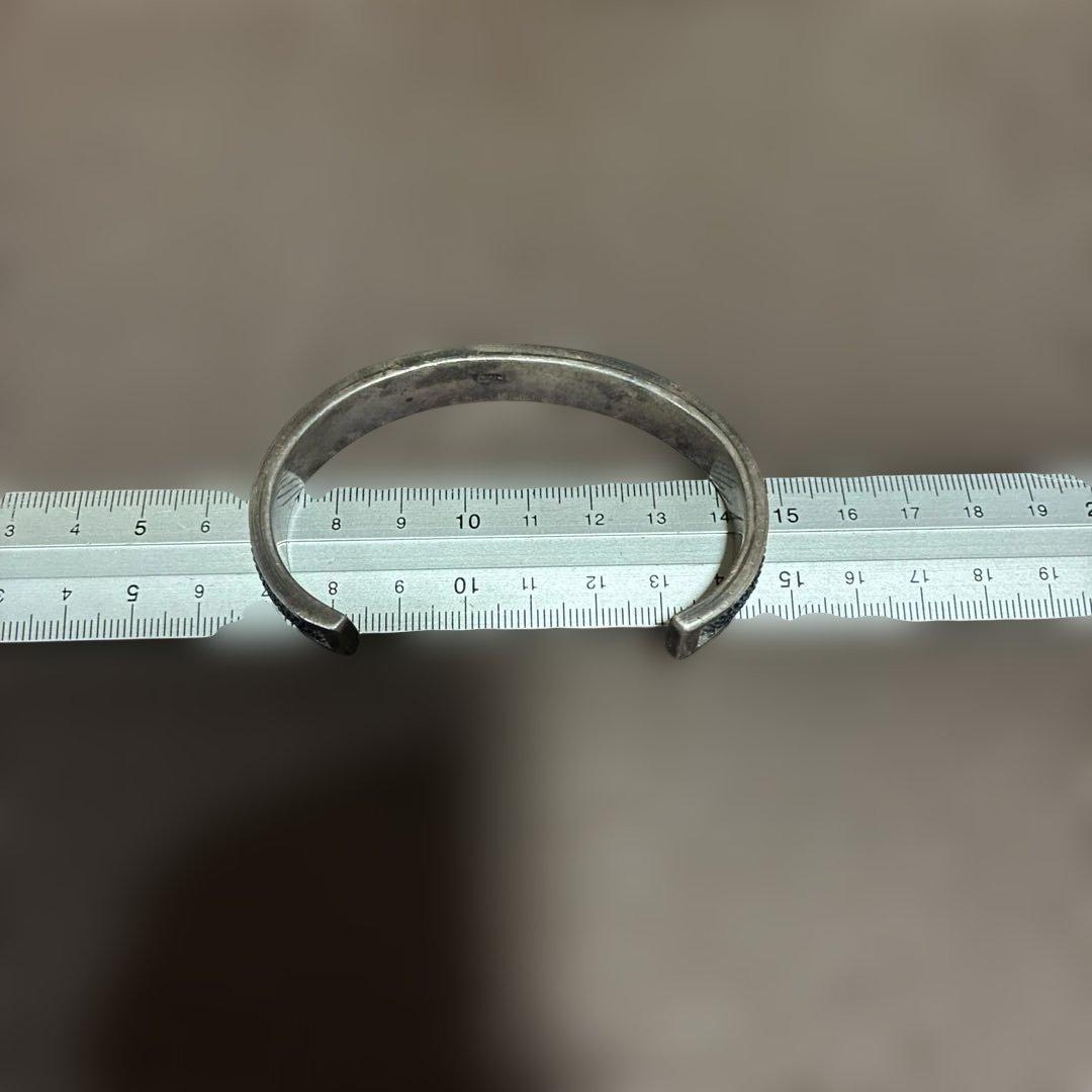 ビンテージビンテージシルバー×ガルーシャ(エイ革) バングル925刻印有り37g