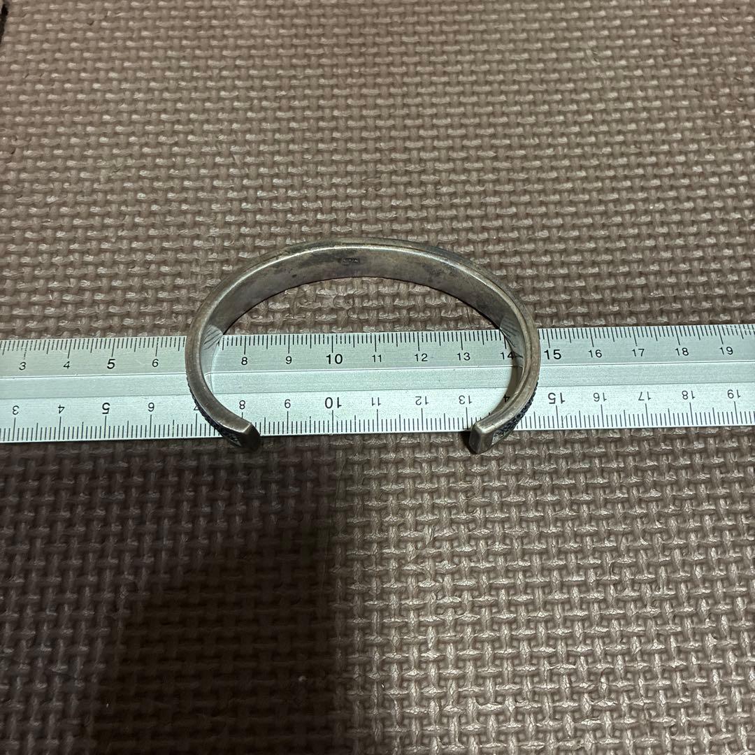 ビンテージビンテージシルバー×ガルーシャ(エイ革) バングル925刻印有り37g