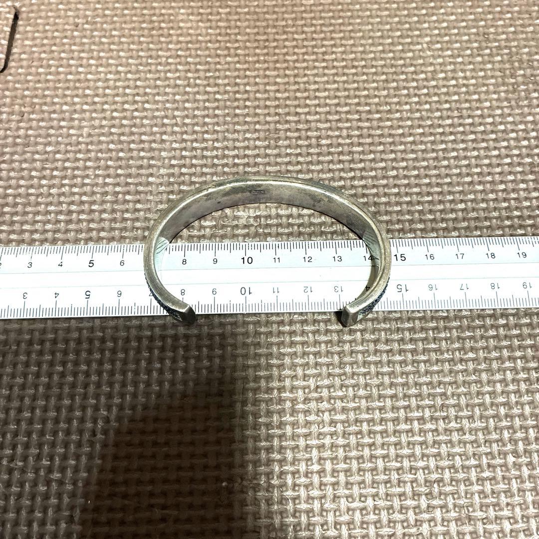 ビンテージビンテージシルバー×ガルーシャ(エイ革) バングル925刻印有り37g