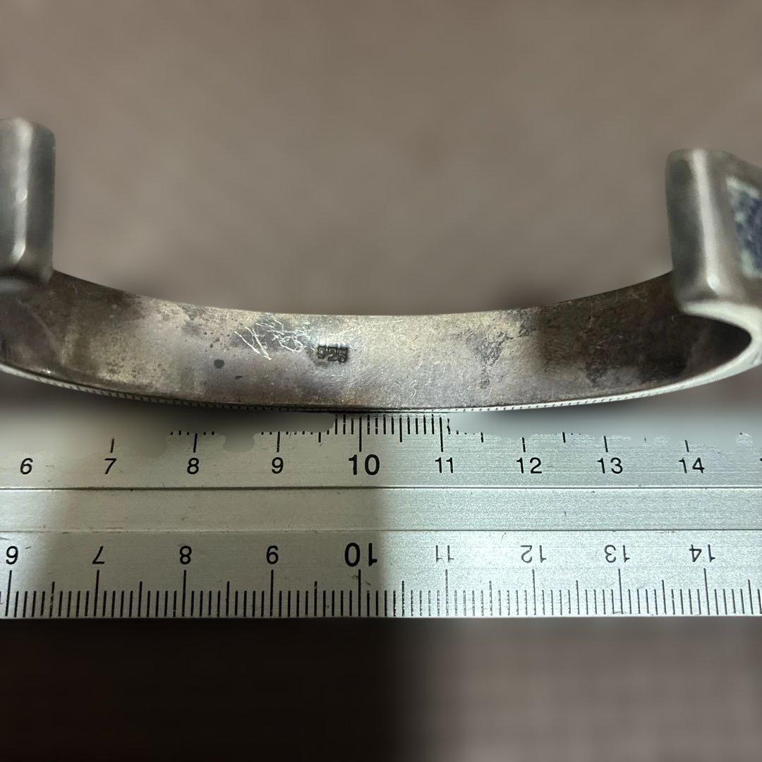 ビンテージビンテージシルバー×ガルーシャ(エイ革) バングル925刻印有り37g