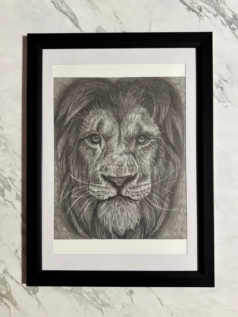 鉛筆画 原画 ライオン