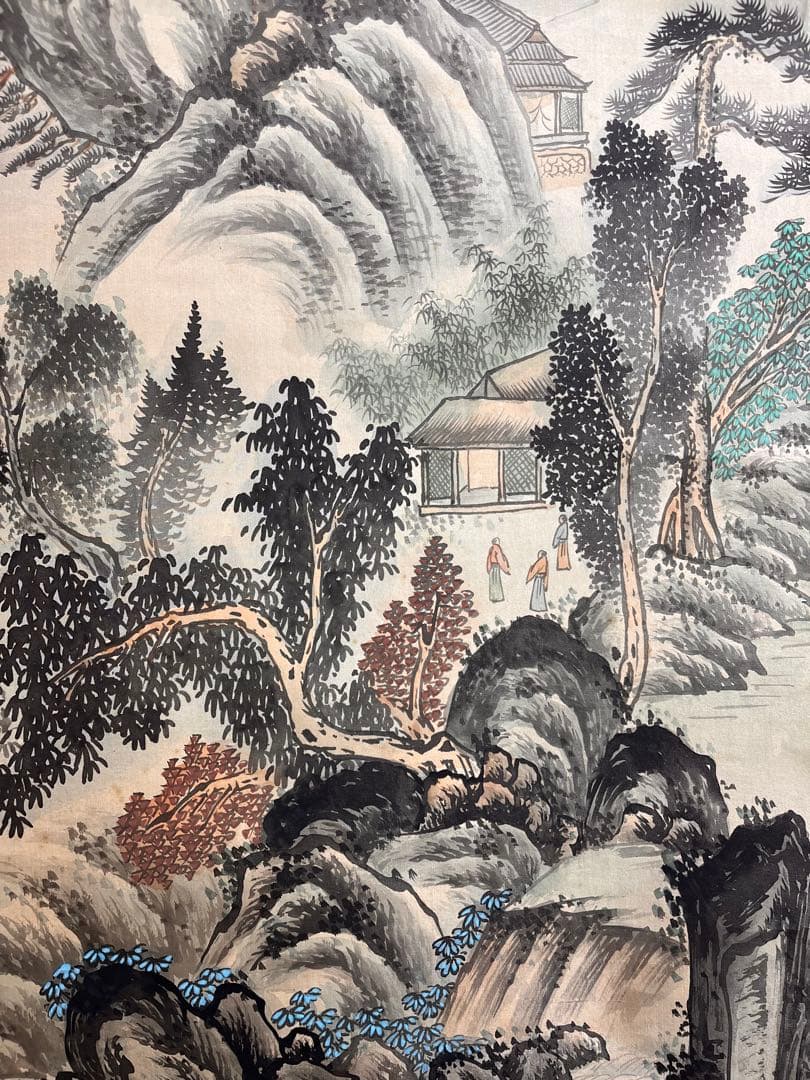 中国水墨画　絹本　作者不詳　肉筆　 山水