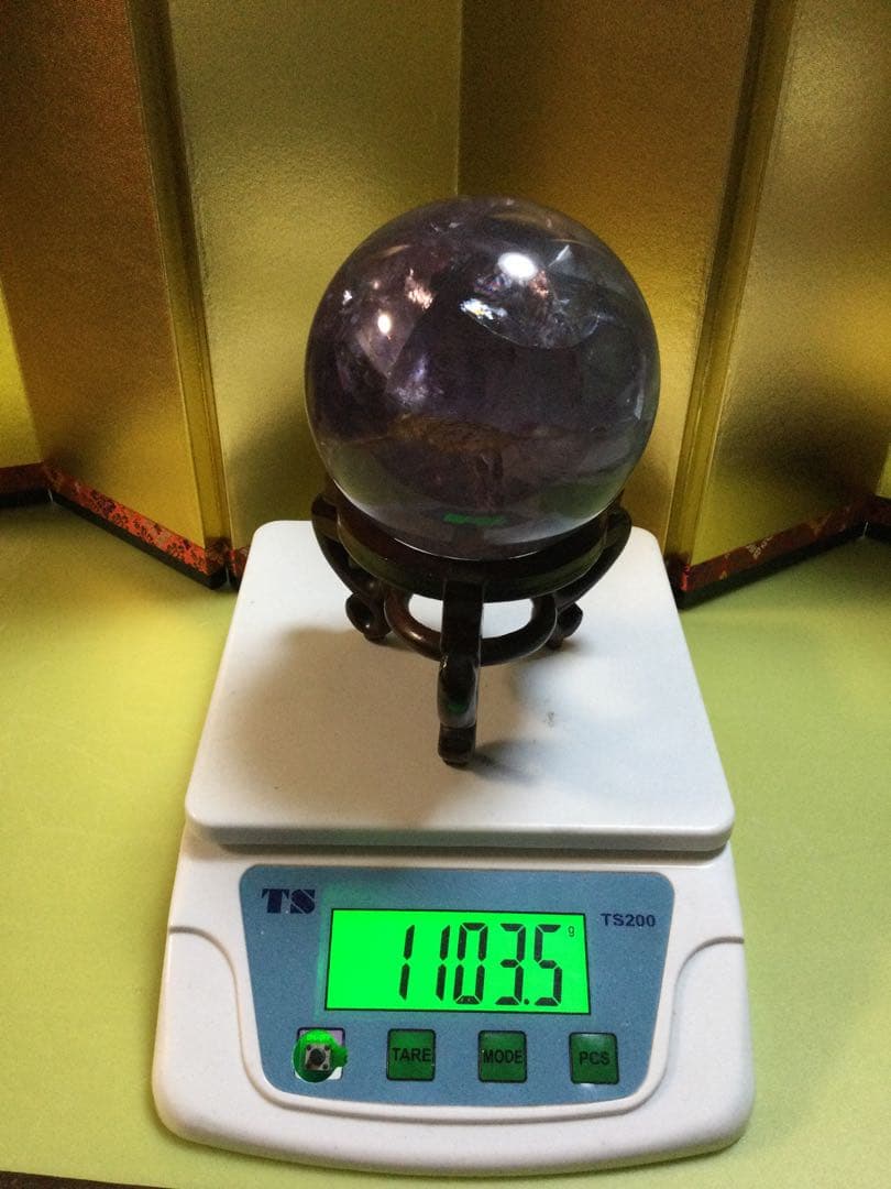 虹入りアメジスト丸玉　アメジスト丸玉　観賞石