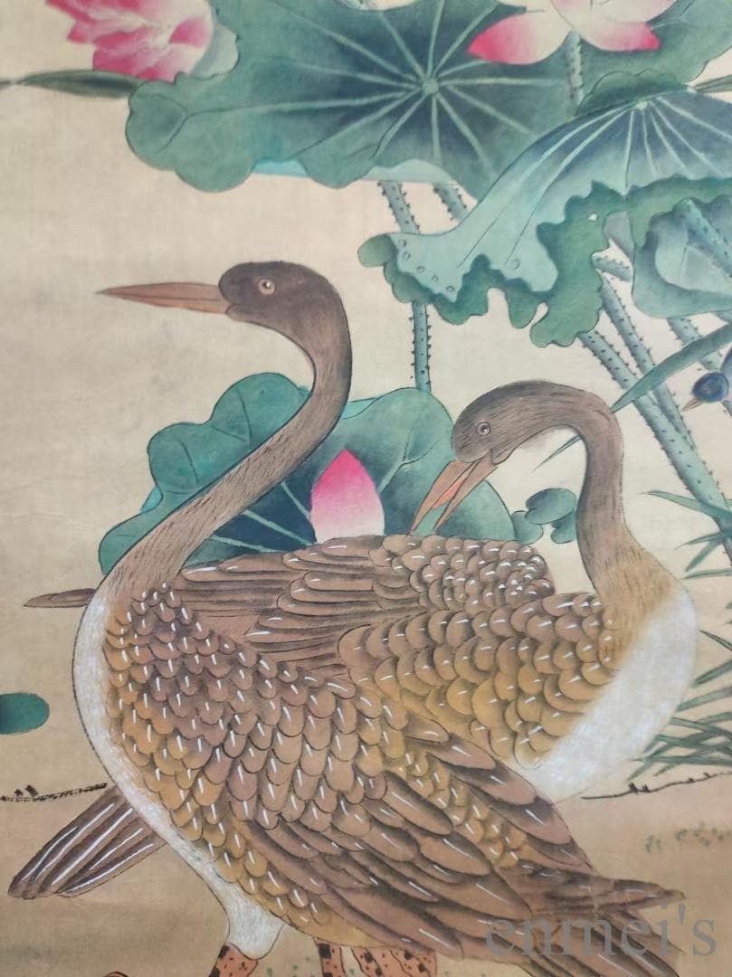 中国古美術.明時代.呂紀款.花鳥図.宣紙画.三尺手描き.肉筆.掛軸.水墨画.旧蔵