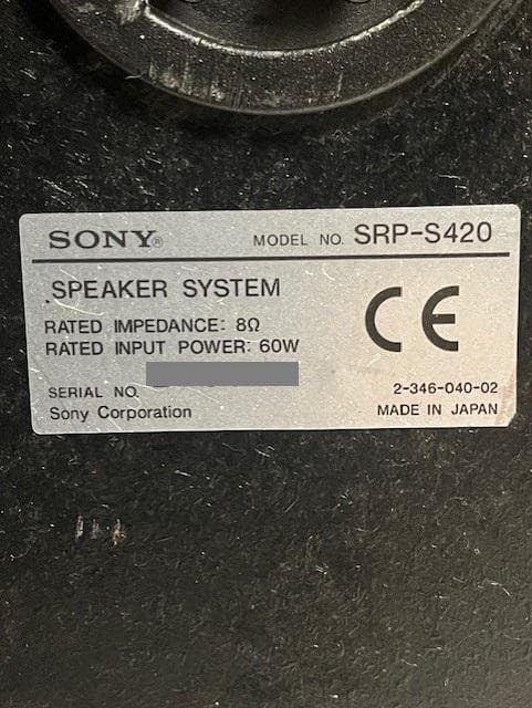 SONY SRP-S420 2WAY（ペア）スピーカー 天井取付けブラケット付属