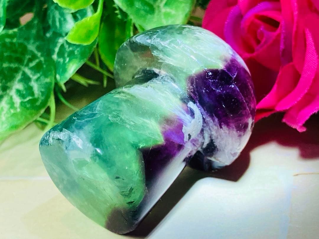 エンジェルフェザー　万華鏡　フローライト　マルチカラー　蛍石　きのこ　原石