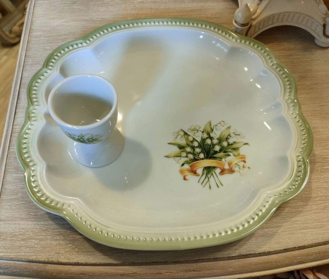 1143:大特価♥マニー・イマン好き！マニーエルブプレートＬ+エッグカップ　新品