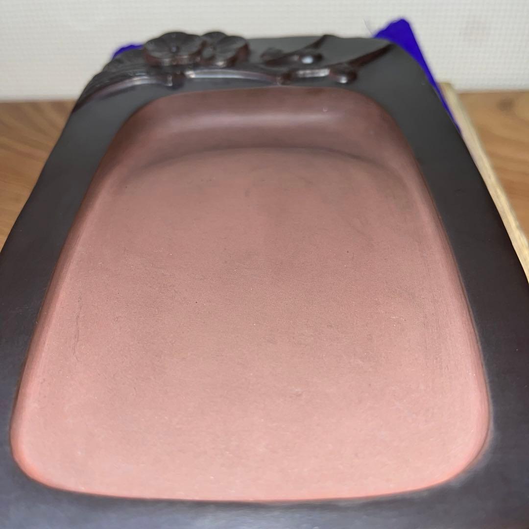 ⭕️赤間硯　梅文硯　三代　玉峯　日枝敏夫　新品未使用美品　梅花蕾を彫刻　祝品