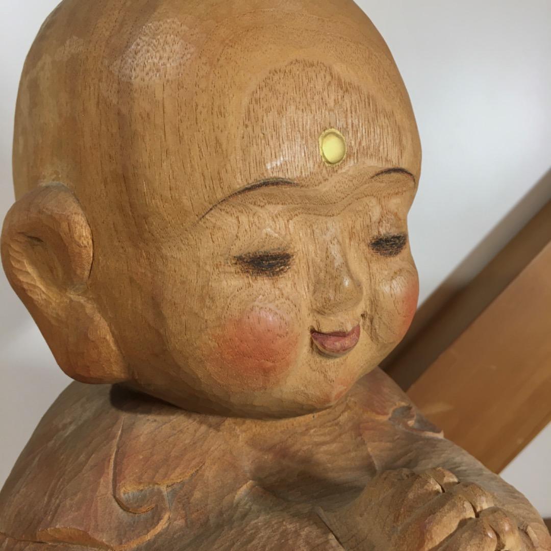 ○【世界的名工】前島秀章 童地蔵 40cm 面 木彫