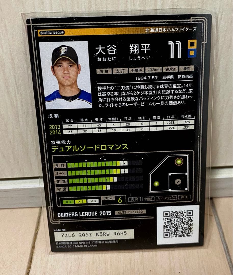 オーナーズリーグ2015 大谷翔平 銀箔サインSTAR
