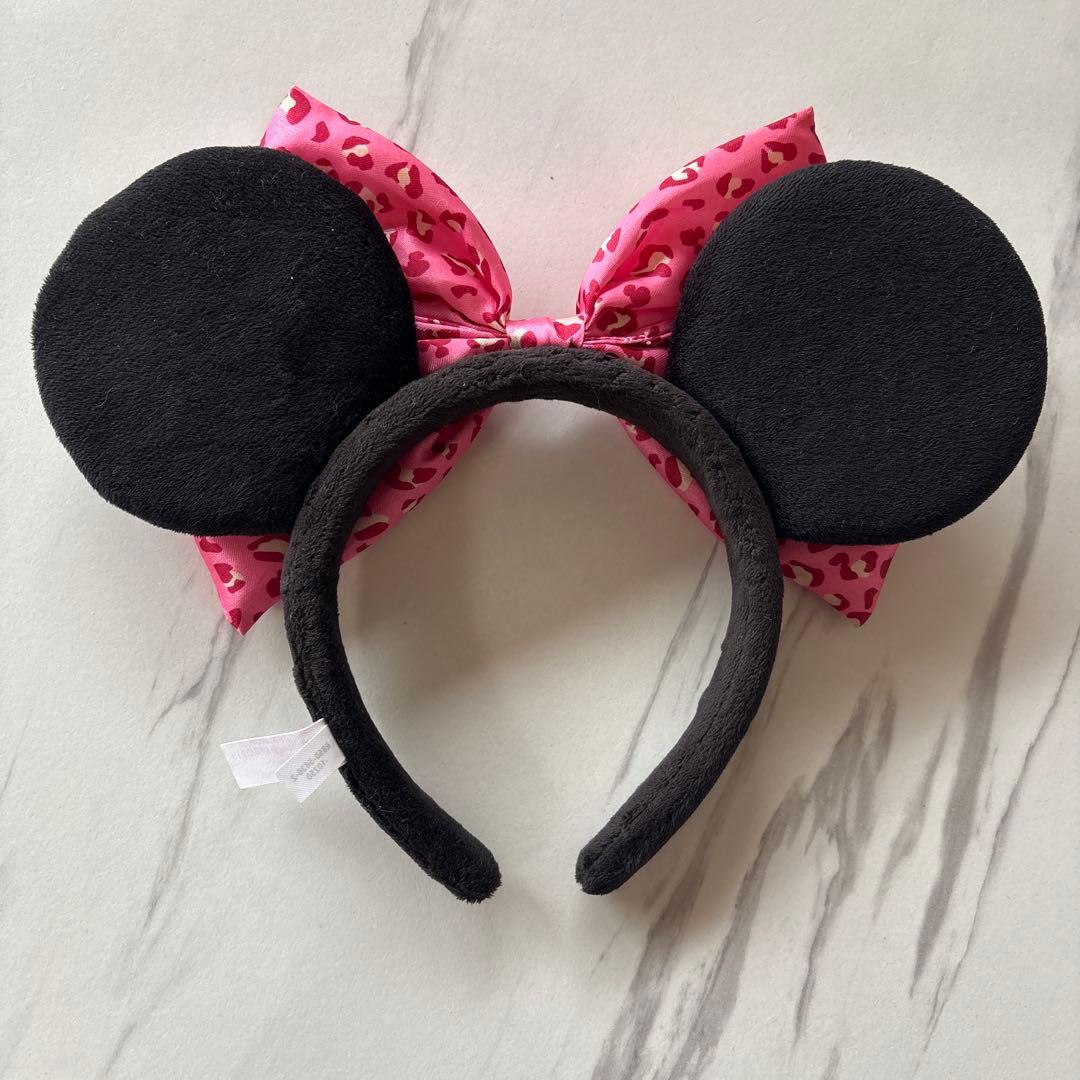 ディズニー ミニー カチューシャ リボン ヒョウ柄