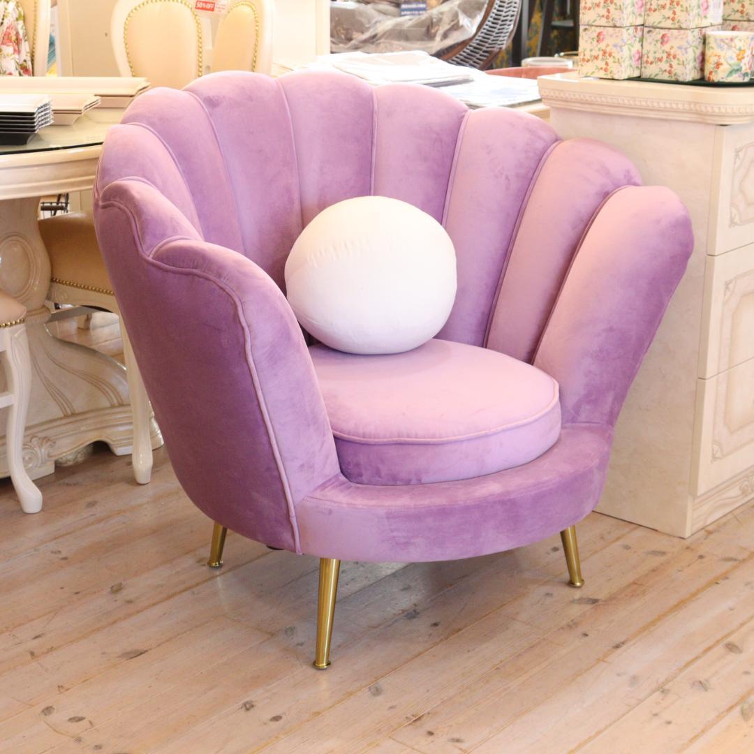 シェル型1Pソファ ベルベット 一人掛け グラムスタイル