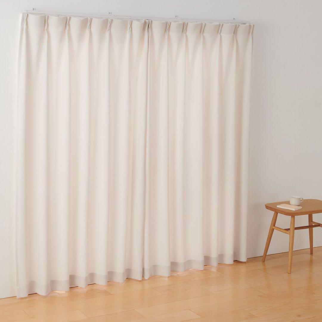 プリーツカーテン アイボリー 鹿の子織り 無印良品 113cm x 187cm