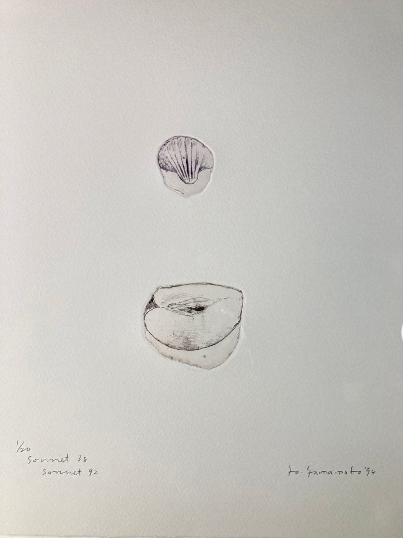 【真作保証】山本容子「Sonnet 38、92」エッチング 直筆サイン 銅版画