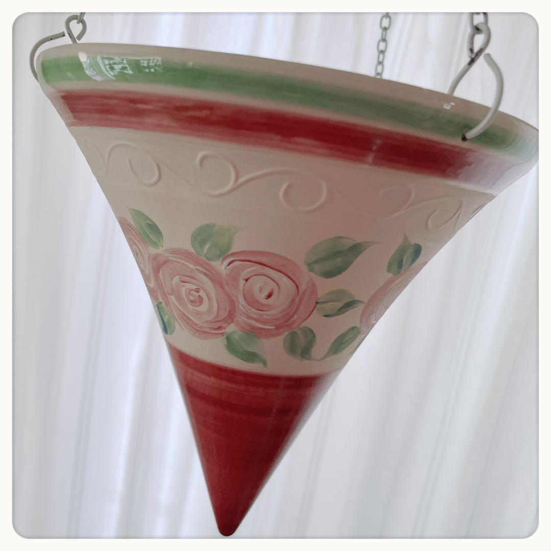 ハンギングポット　デンマーク　ハンドペイント　吊り花器