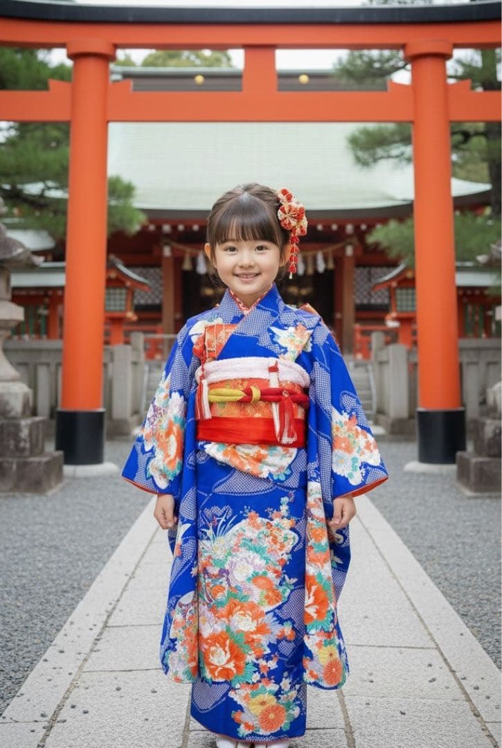 お買い得品♡七五三　7歳　女の子　フルセット　一式　青紫　正絹