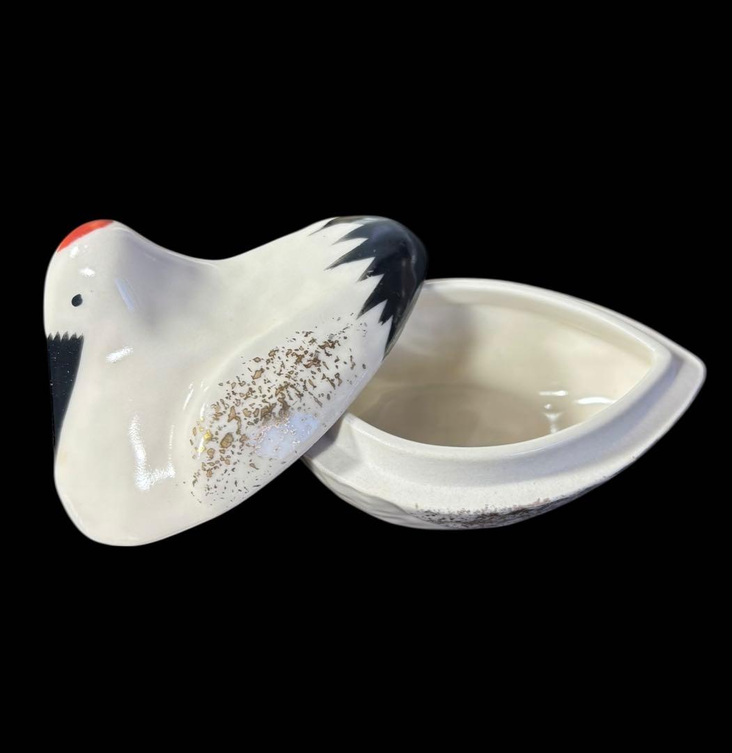 [10客セット] 松斎 色絵 金彩 鶴形 蓋物 向付 古美術 割烹 懐石料理