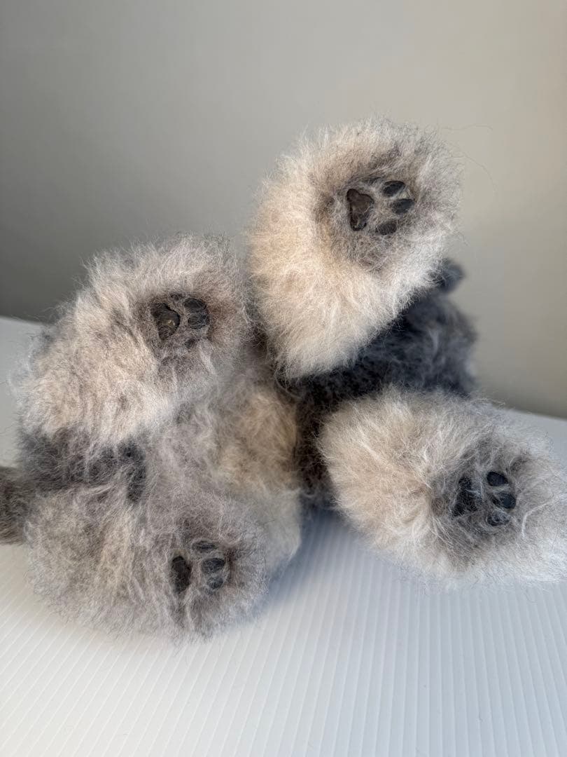 羊毛フェルト　シュナウザー　振り返りお座り　犬　トリミング前　一点物