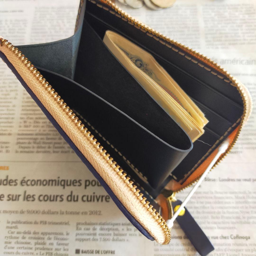 L字ファスナーウォレット　ルガトショルダー　ネイビー