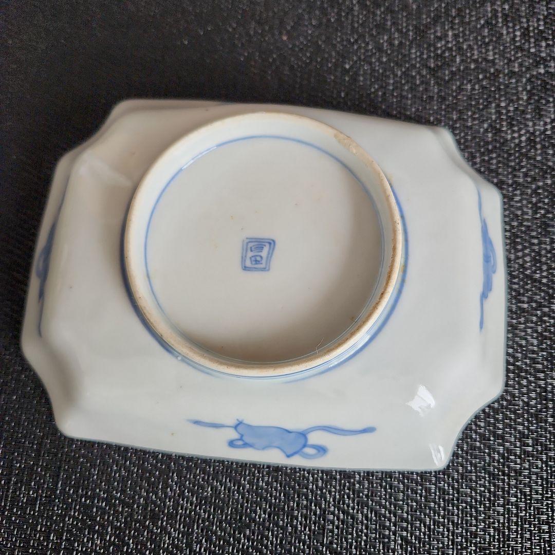 -246//y11　伊万里　色絵　角皿　刺身皿　レトロ