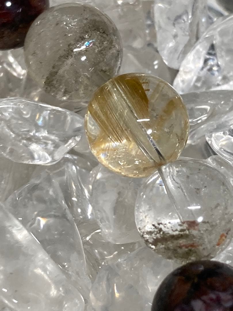 天然石　ルチルクォーツ　他色々　ブレスレット