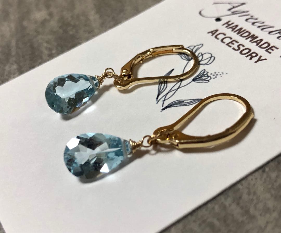 No.2293★14KGF天然石ブルートパーズのピアス