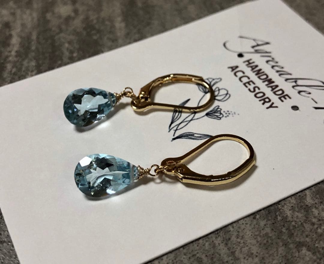 No.2293★14KGF天然石ブルートパーズのピアス