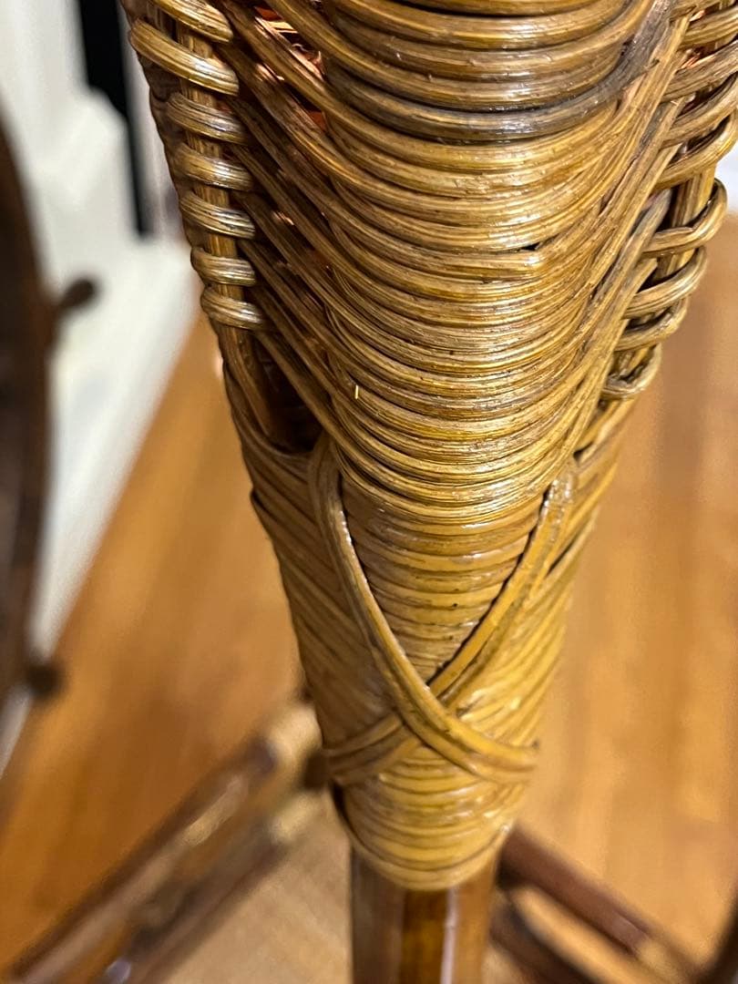 ラタン 昭和レトロ 花台 ライト 籐