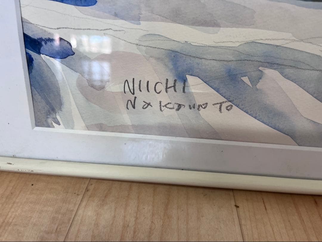 水彩画　NIICHINakamoto 絵画　額縁　インテリア　花と果物の絵
