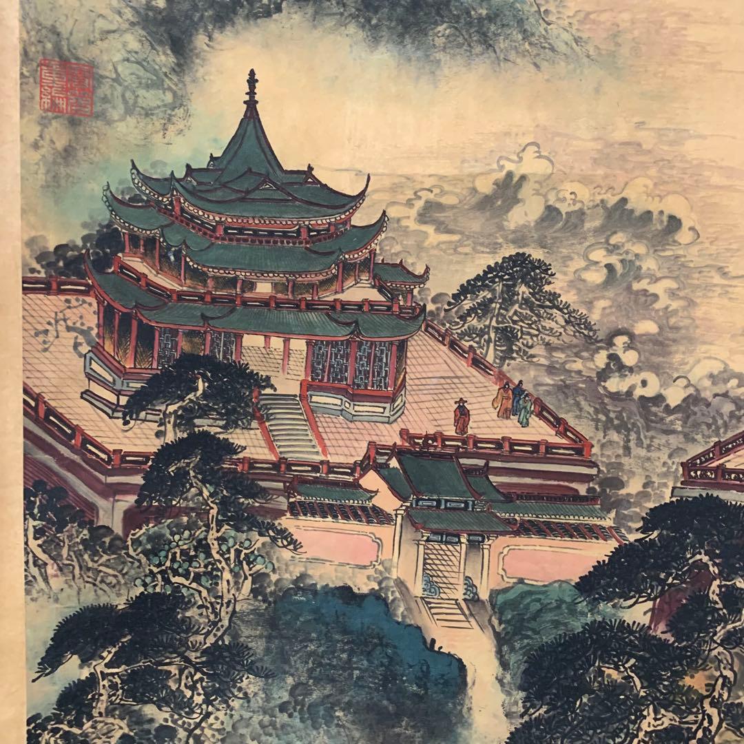 清国　大型　古美術　乾隆三希堂封印　名家 【仇英 】 氏の書卷绘　掛け軸　美術品