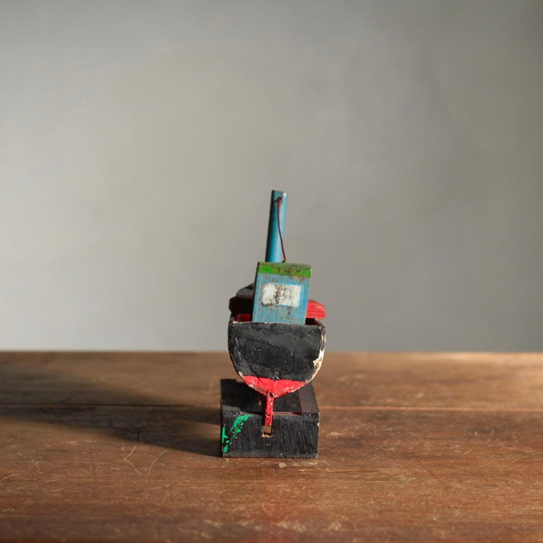 古い 木の 船 工作 古道具 アンティーク 木製船 オブジェ