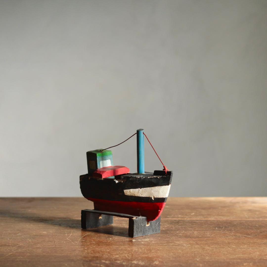 古い 木の 船 工作 古道具 アンティーク 木製船 オブジェ