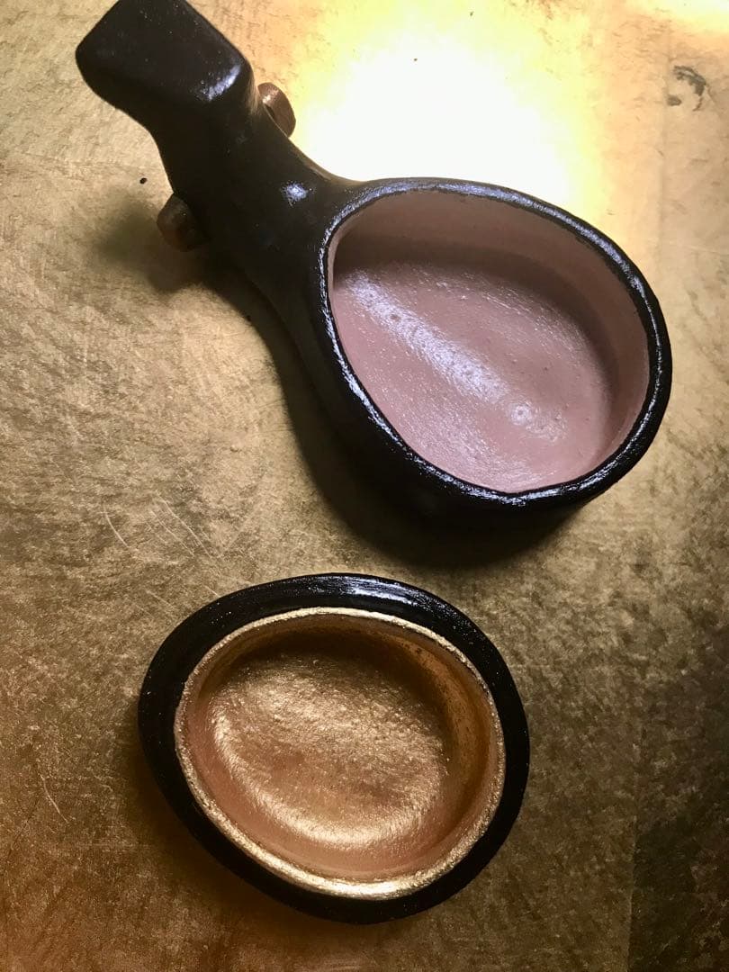 姿の良い香合　本金箔　ビンテージ　茶道具　古美術　蒲池窯造 琵琶　香合