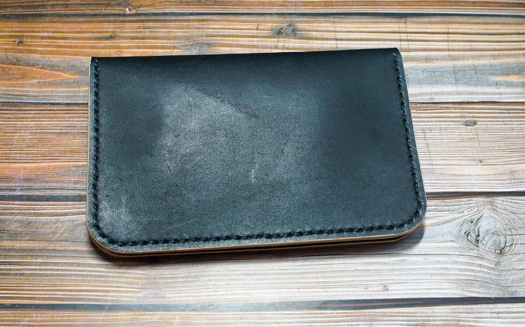 ミドル トラッカーウォレット　茶芯 ブラック 真鍮 トラッカーウォレット　手縫い