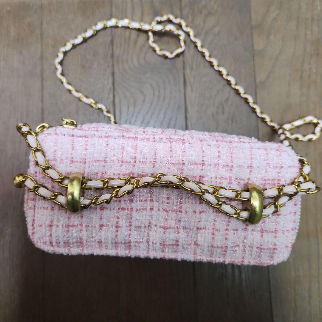 気まぐれお値下げピンク ツイード ショルダーバッグ