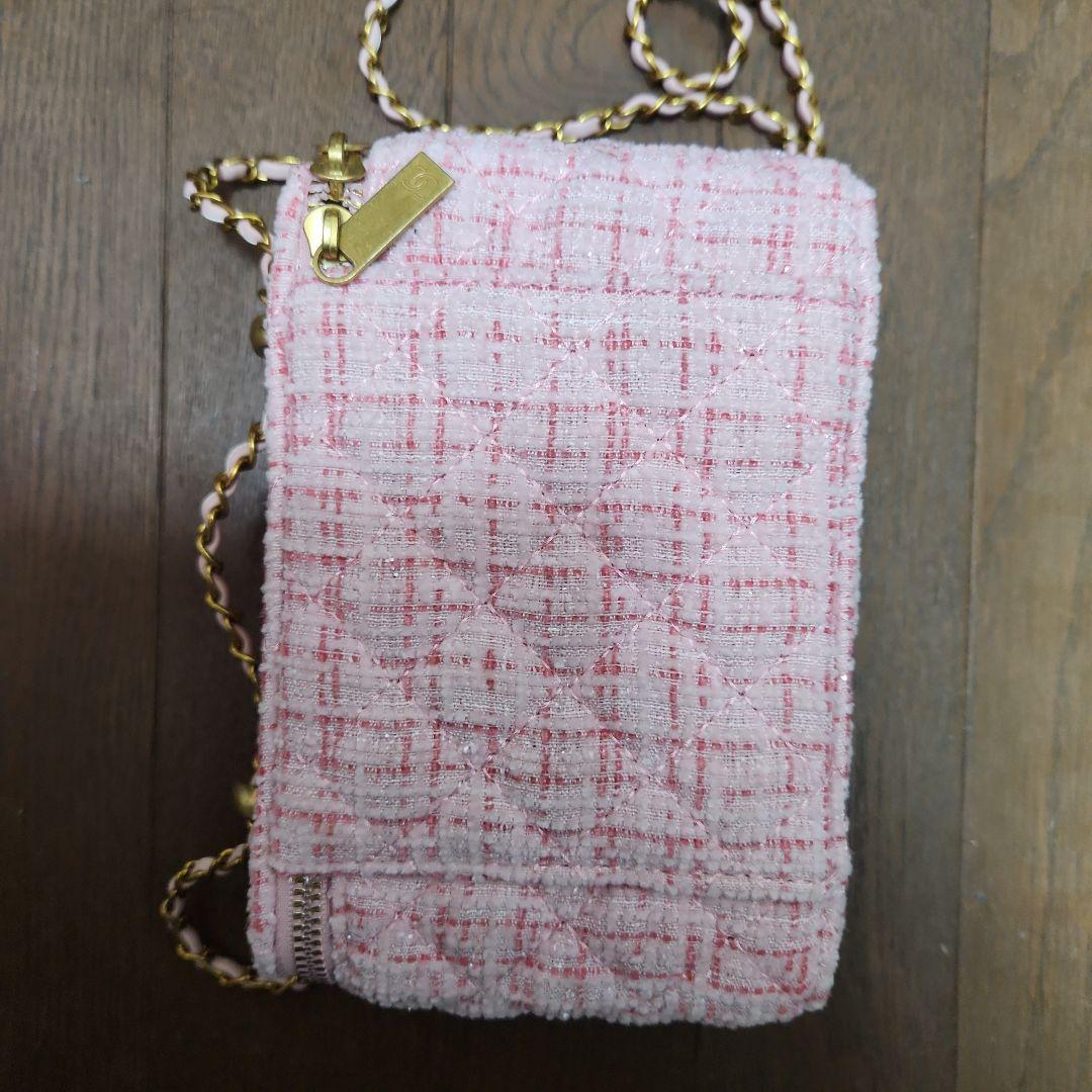 気まぐれお値下げピンク ツイード ショルダーバッグ