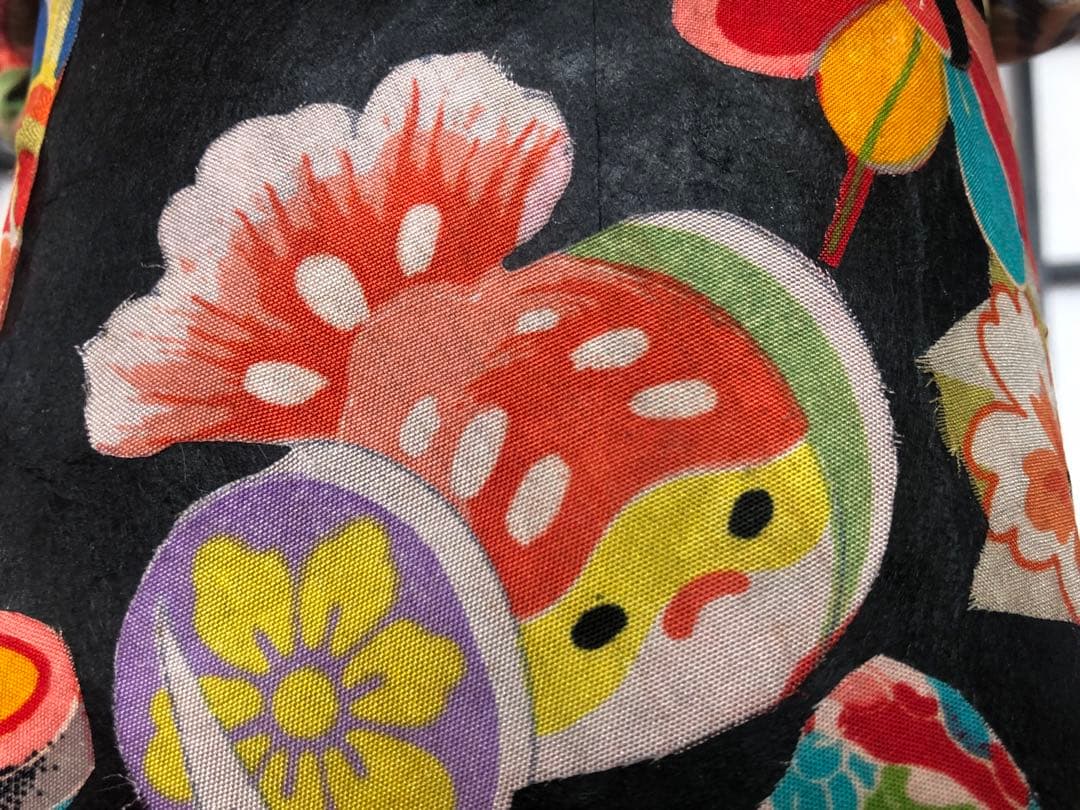 一閑張り　一閑張りバック　正絹古布　Dole 犬張子　ヴィンテージ