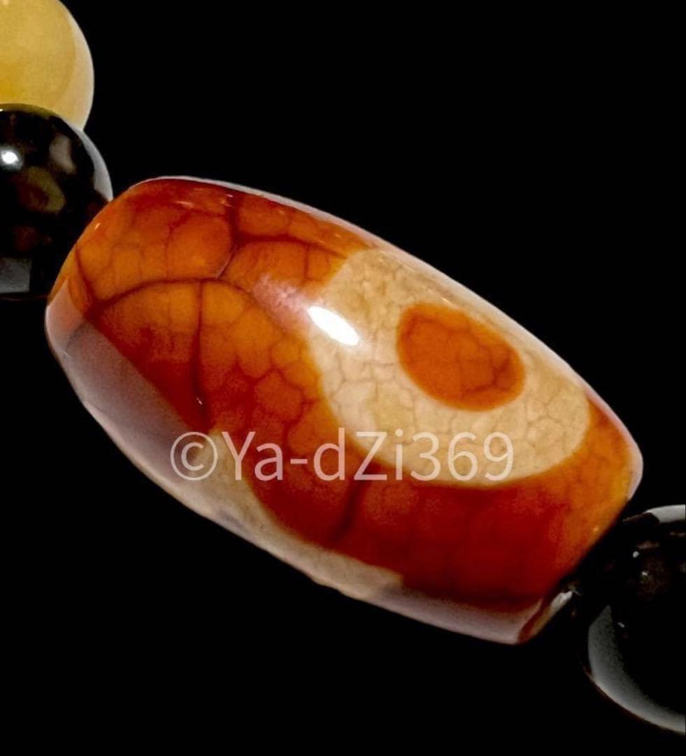 【一点限り】Dzi ジービーズ 上肯藏伝龍紋火供日月星天珠、大人天珠のブレス