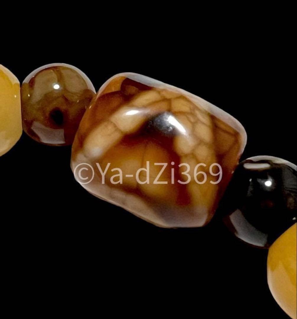 【一点限り】Dzi ジービーズ 上肯藏伝龍紋火供日月星天珠、大人天珠のブレス