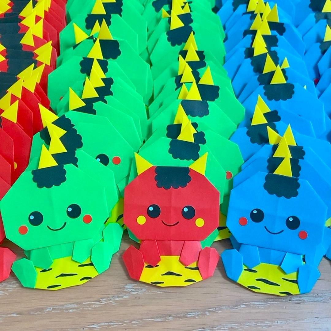 れんこんページ(折り紙 鬼 3色×70枚 計210枚) 節分 ハンドメイド