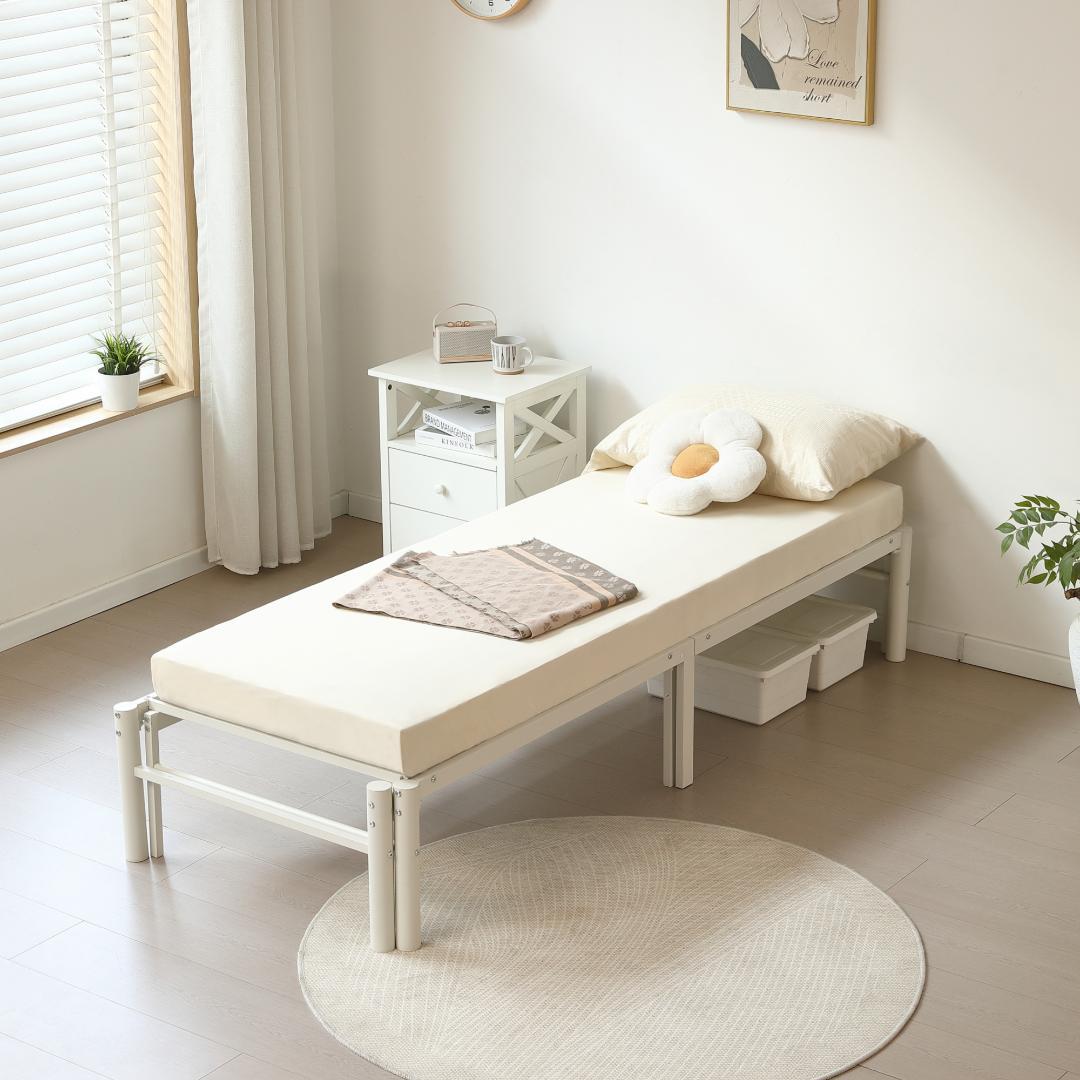 伸縮式ベッド 幅76～138cm 下収納 2way ソファベッド WHITE