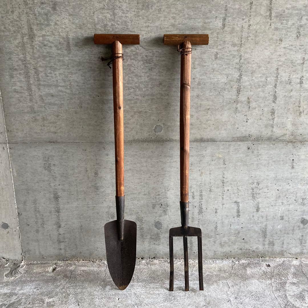 シャベル スコップ 鍬 農具 木製 鉄製 置物 壁掛け インテリア ビンテージ調