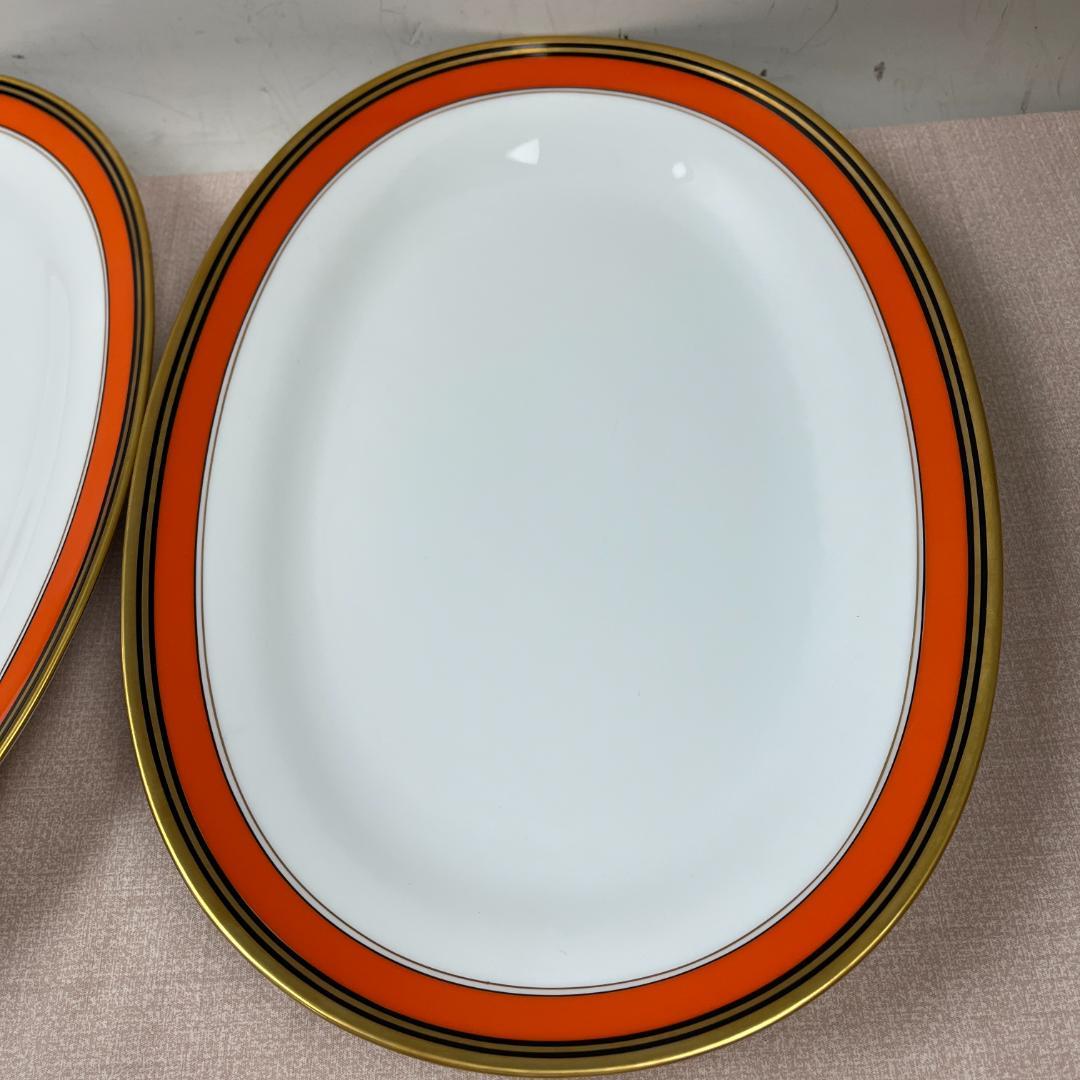 43 リチャード ジノリ オレンジ系 金彩縁 オーバル スープ皿 5枚セット