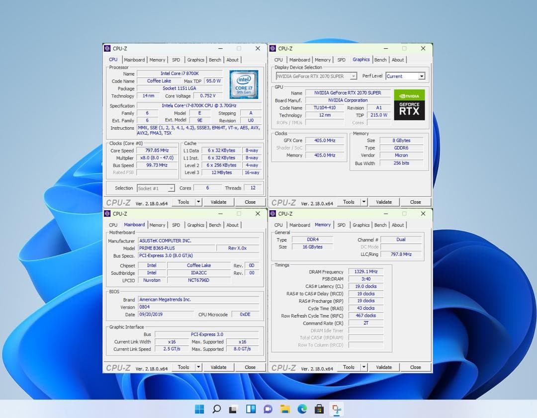 ゲームPC/i7 8700K/16G/RTX2070S/SSD＋HDD/#345