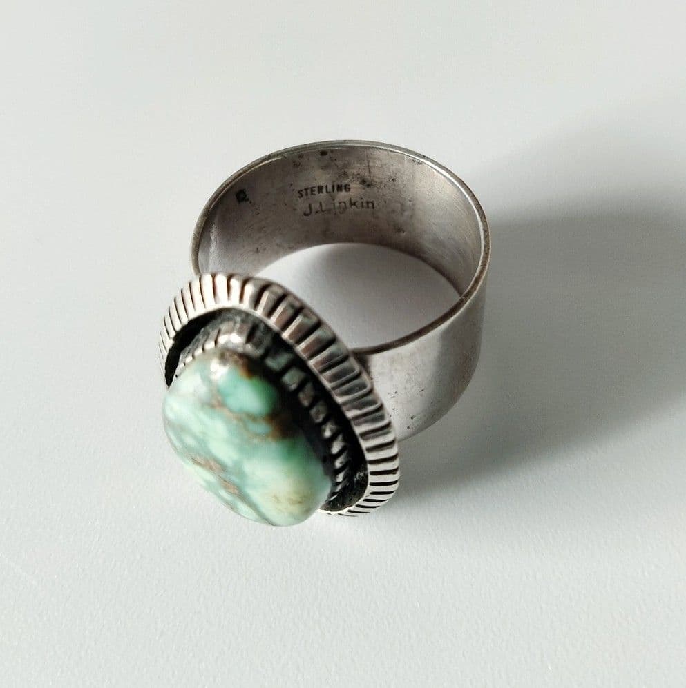 インディアンジュエリー キングマンターコイズ J Linkin 指輪 ナバホ